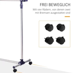 Garderobenständer Kleiderständer, höhenverstellbar und rollbar