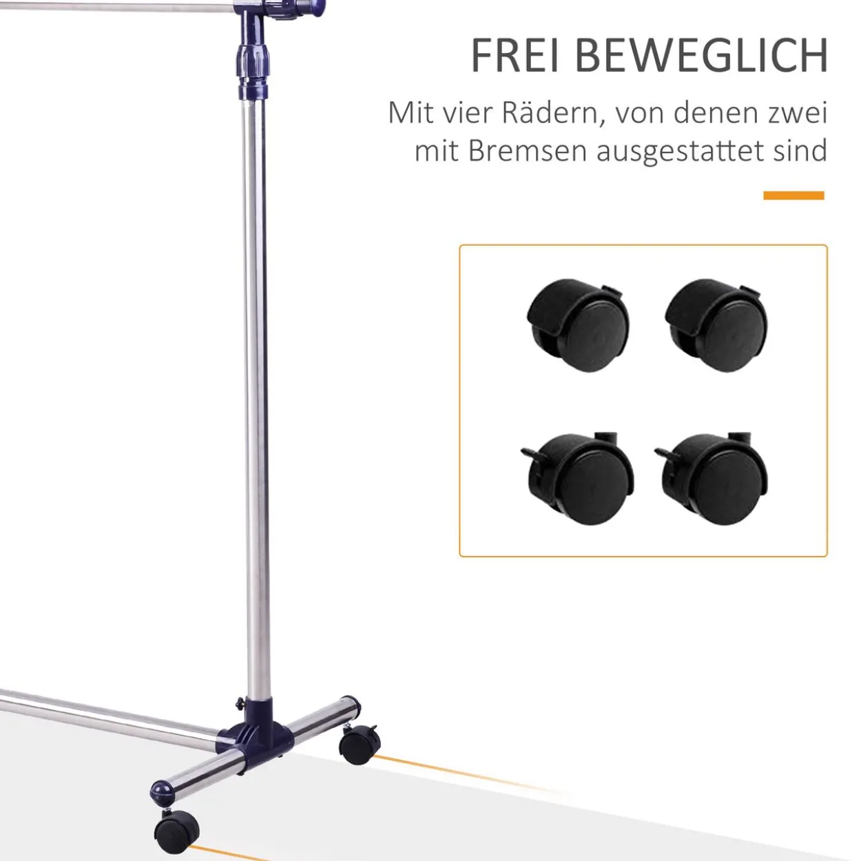 Garderobenständer Kleiderständer, höhenverstellbar und rollbar