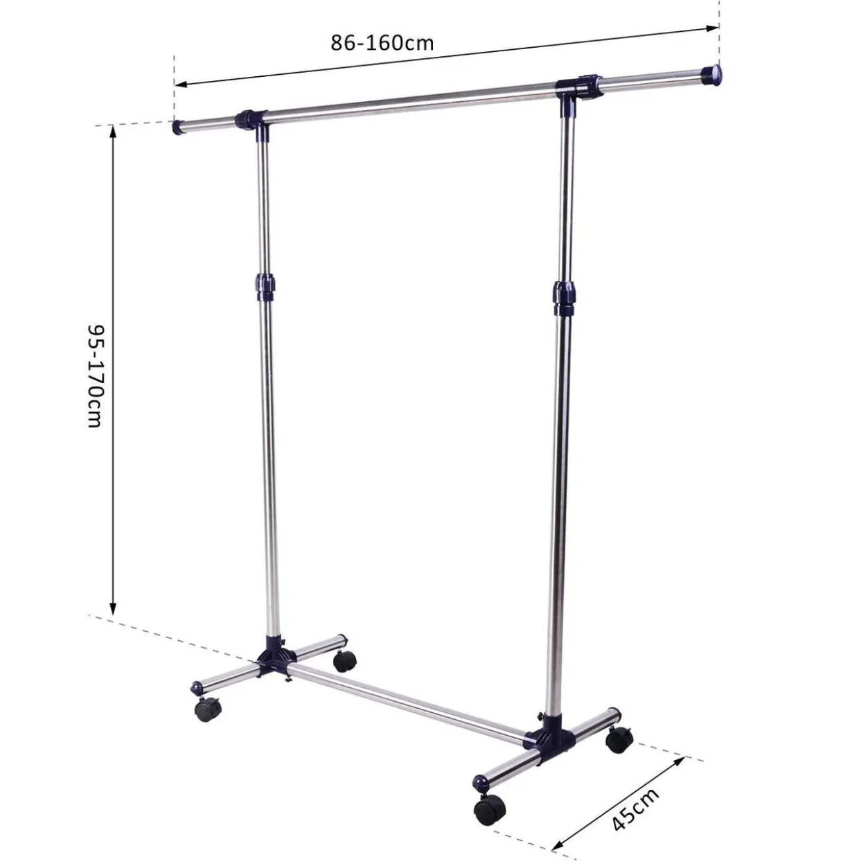 Garderobenständer Kleiderständer, höhenverstellbar und rollbar