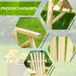 Gartenbank mit Tisch, Gartenmöbel, Sitzbank, Holzbank für 2 Personen