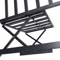 Gartenbank mit Tisch klappbar aus Metall Schwarz für Balkon und Terrasse
