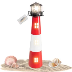 Gartendeko Solar Leuchtturm mit rotierender LED-Beleuchtung 60 cm hoch