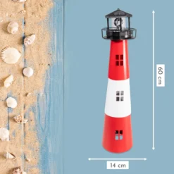 Gartendeko Solar Leuchtturm mit rotierender LED-Beleuchtung 60 cm hoch