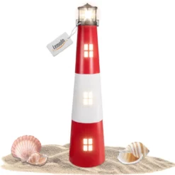 Gartendeko Solar Leuchtturm mit rotierender LED-Beleuchtung 120 cm hoch