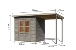 Gartenhaus Stelle 3 mit Anbaudach