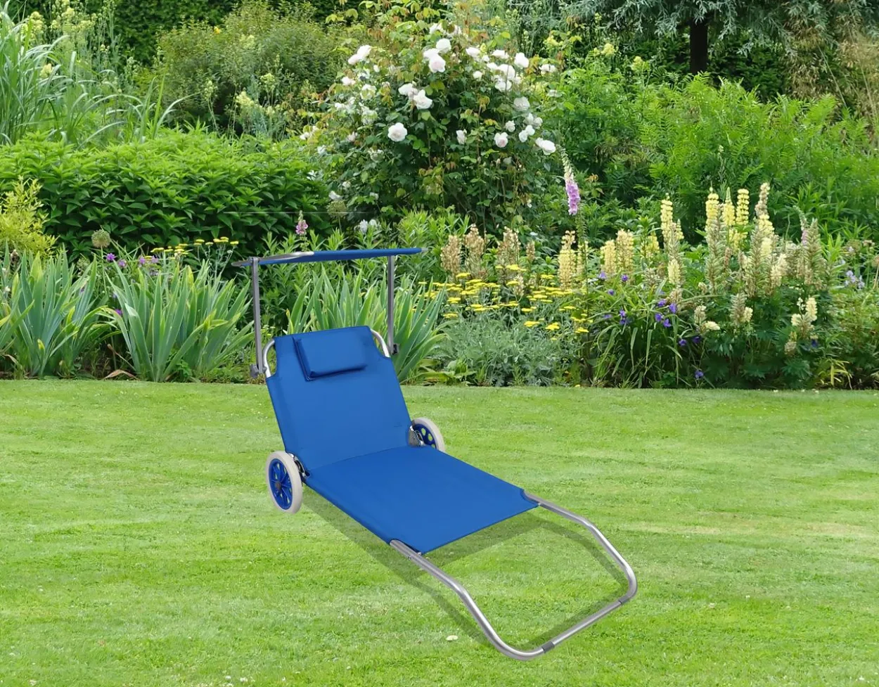 Gartenliege Sonnenliege rollbar Blau