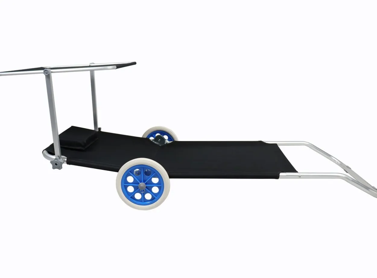 Gartenliege Sonnenliege rollbar Schwarz