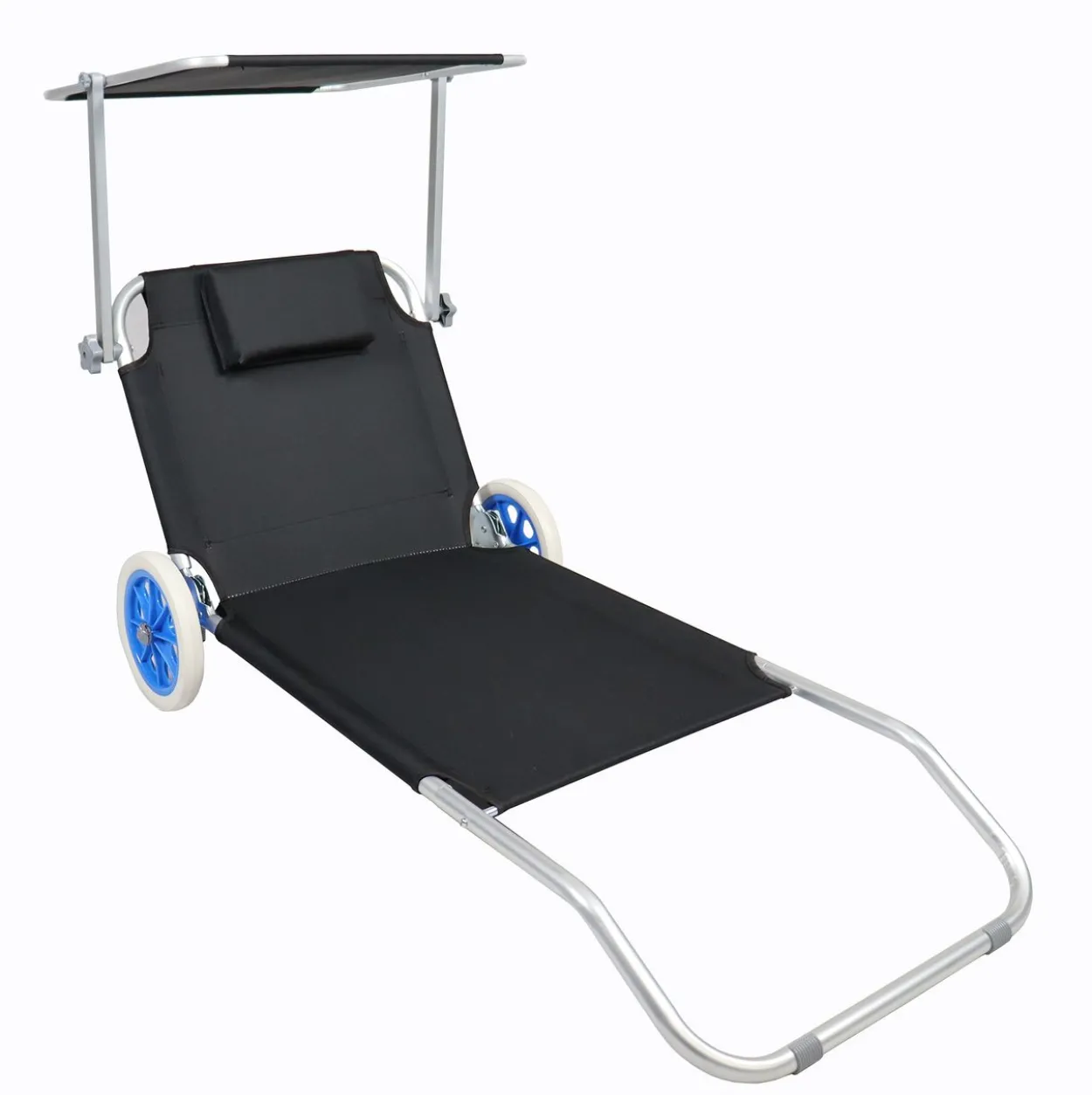 Gartenliege Sonnenliege rollbar Schwarz