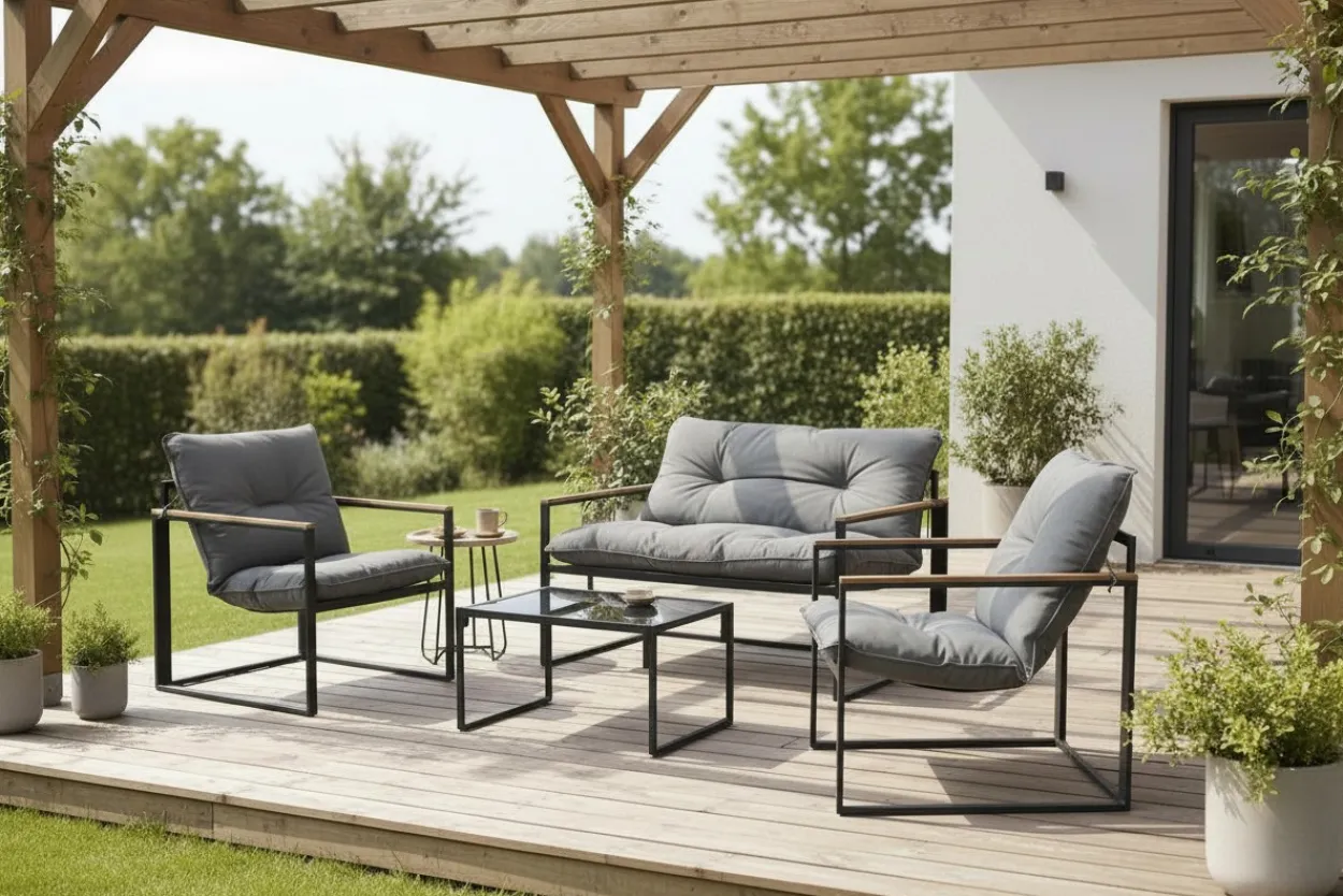 Gartenmöbel JULIA 4-Sitzer - Schwarz