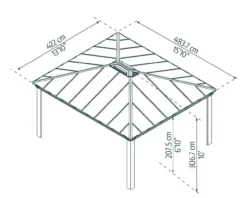 Gartenpavillon Dallas 4.3x4.8 anthrazit