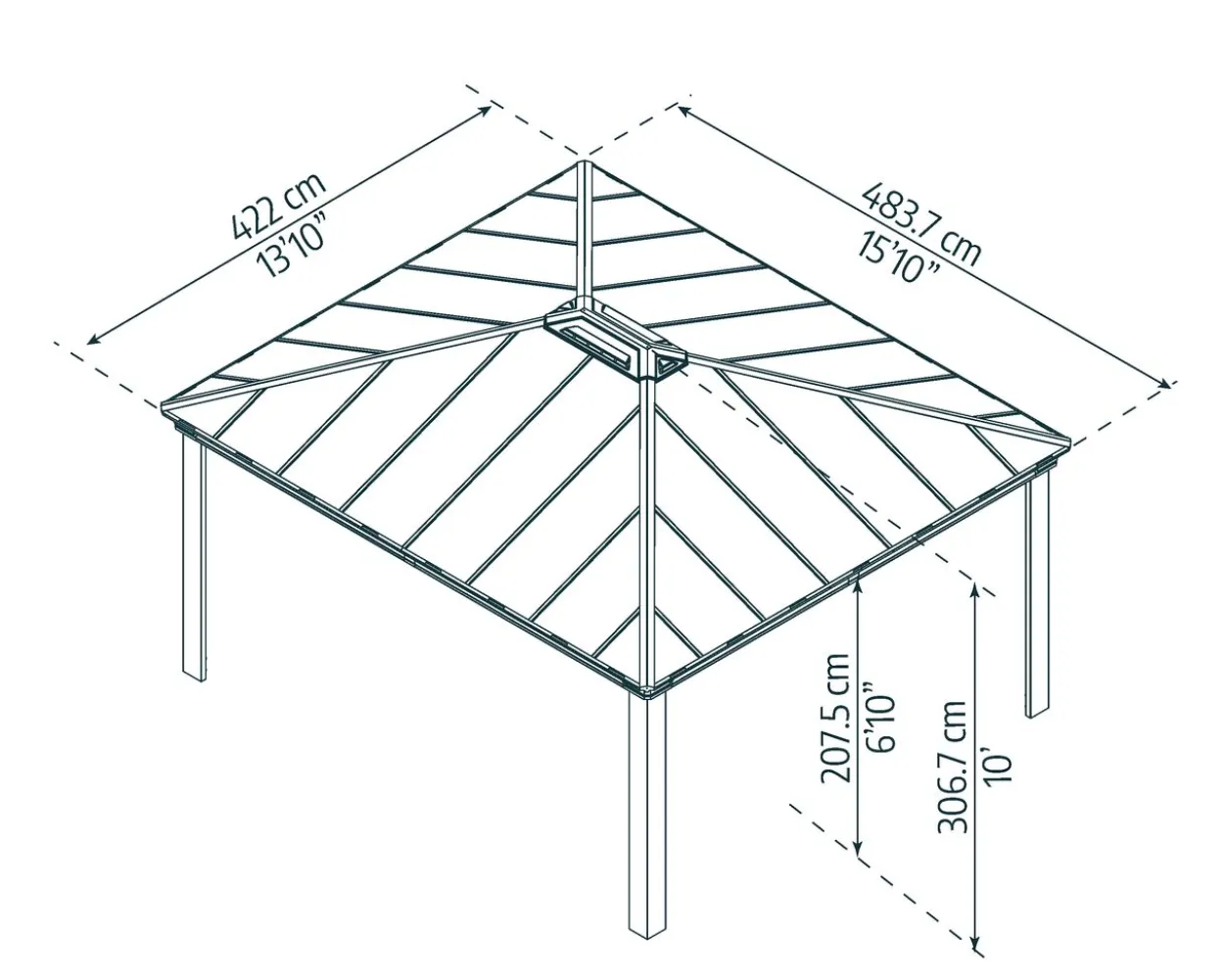Gartenpavillon Dallas 4.3x4.8 anthrazit
