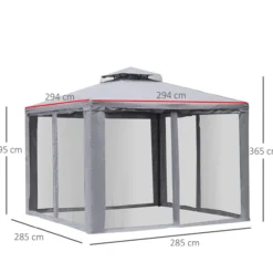 Gartenpavillon Pavillon Gartenzelt mit 4 Seitenwänden 3 x 3 m Hellgrau