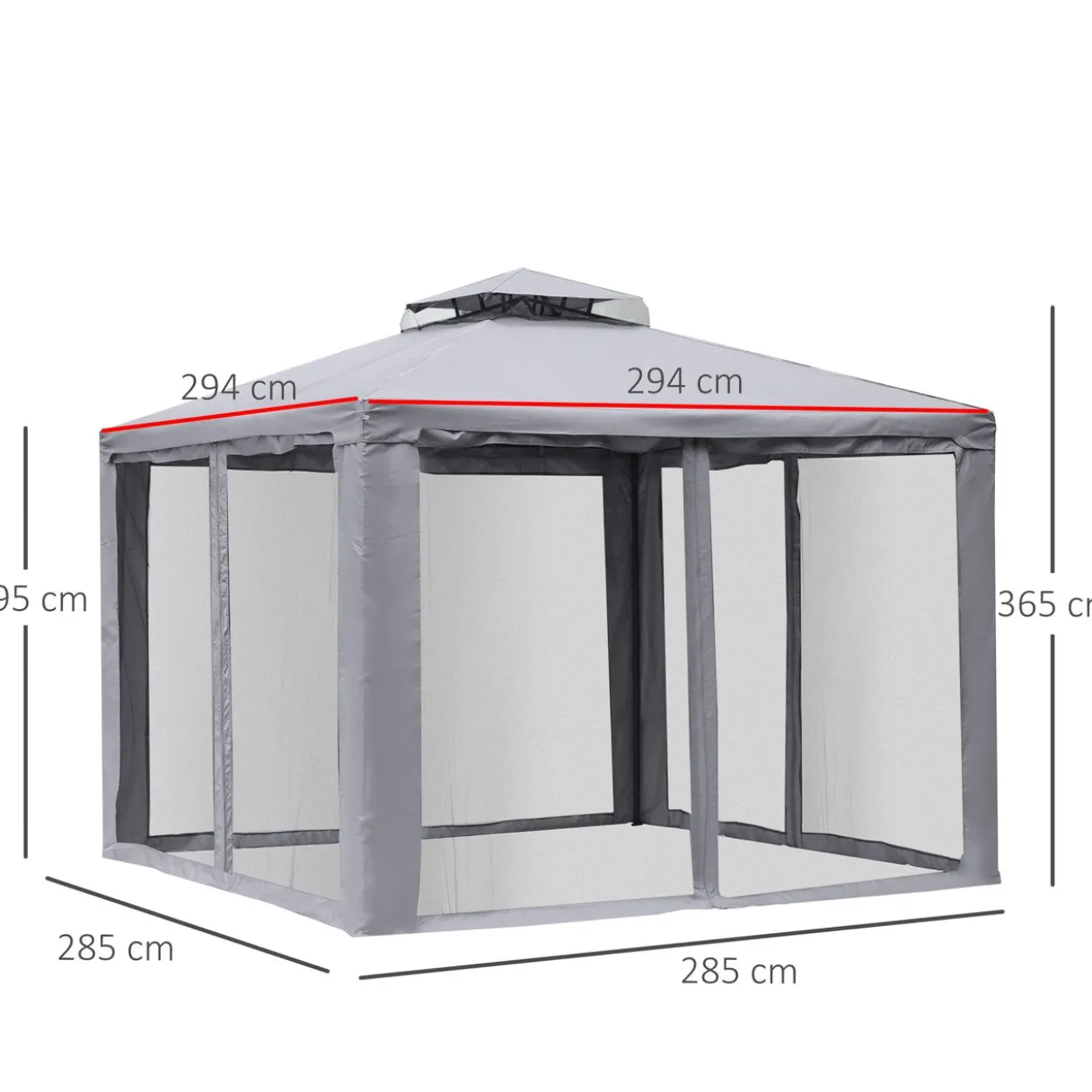 Gartenpavillon Pavillon Gartenzelt mit 4 Seitenwänden 3 x 3 m Hellgrau