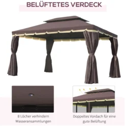 Gartenpavillon Pavillon Gartenzelt mit Seitenteile Moskitonetz
