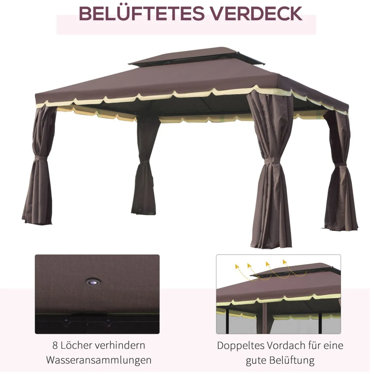 Gartenpavillon Pavillon Gartenzelt mit Seitenteile Moskitonetz