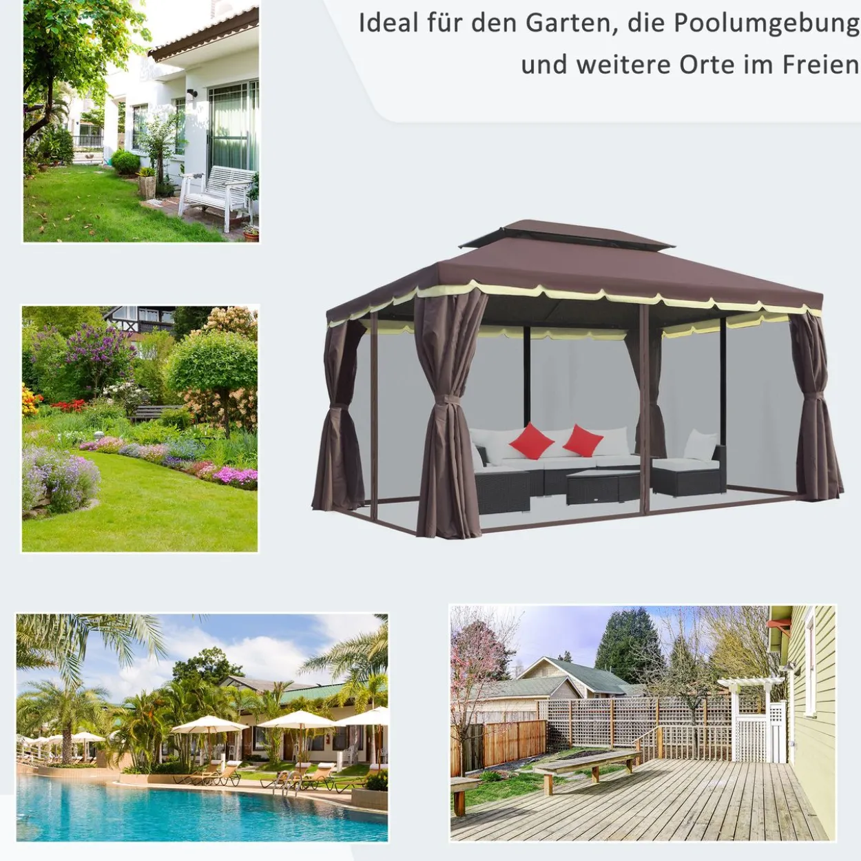Gartenpavillon Pavillon Gartenzelt mit Seitenteile Moskitonetz