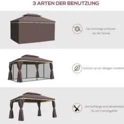 Gartenpavillon Pavillon Gartenzelt mit Seitenteile Moskitonetz