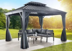 Garten Pavillon-/ Pergola Prato, ca. 360 x 480 x 290 cm - Anthrazit