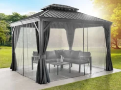 Garten Pavillon-/ Pergola Prato, ca. 300 x 365 x 292 cm - Anthrazit