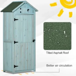 Gartenschrank Gartenhaus Holz Hellblau+Grün 77 x 54,2 x 179 cm