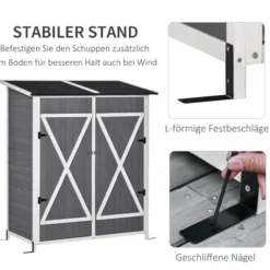 Gartenschrank Geräteschuppen mit 2 Tür Asphaltdach Tannenholz