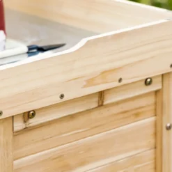 Gartenschrank Holz Geräteschrank Schrank mit 2 Einlegeböden Natur
