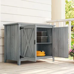 Gartenschrank Holz, Geräteschuppen wetterfest 110x60x88,5cm, Gerätehaus