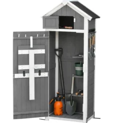 Gartenschrank Holz mit Tür Geräteschuppen Gerätehaus faltbarer Tisch