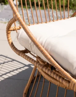 Garten-Sessel mit Polsterkissen aus Rattan, ca. 87 x 70 x 46/87 cm - Braun