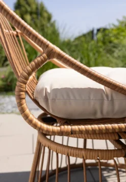 Garten-Sessel mit Polsterkissen aus Rattan, ca. 87 x 70 x 46/87 cm - Braun
