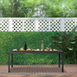 Gartentisch Aluminium Tisch Garten Terrasse Holz-Kunststoff WPC Non-Wood schwarz