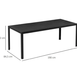 Gartentisch Aluminium Tisch Garten Terrasse Holz-Kunststoff WPC Non-Wood schwarz