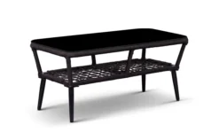 Gartentisch ANDY aus Aluminium und Rope-Geflecht mit Sicherheitsplatte ca.100x50x43cm-Grau
