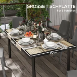 Gartentisch, Balkontisch, 145 x 85cm Terrassentisch für 6 Personen Grau