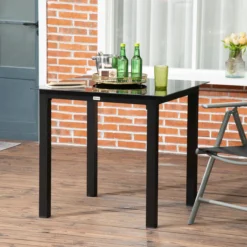 Gartentisch Esstisch für Garten Balkontisch für 4 Personen Schwarz