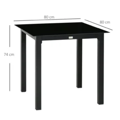 Gartentisch Esstisch für Garten Balkontisch für 4 Personen Schwarz