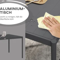 Gartentisch, Esstisch für 6 Personen, Terrassentisch für Garten Grau