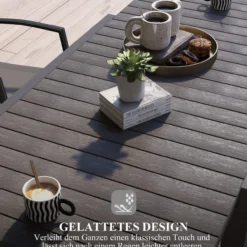 Gartentisch Esstisch für 6 Personen Erweiterbarer Terrassentisch Grau
