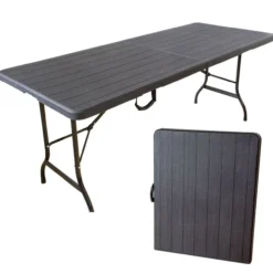 Gartentisch in Holzoptik, Klapptisch 180 x 75 cm, Buffettisch bis 150 kg belastbar