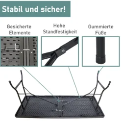 Gartentisch in Holzoptik, Klapptisch 180 x 75 cm, Buffettisch bis 150 kg belastbar