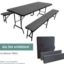 Gartentisch in Holzoptik, Klapptisch 180 x 75 cm, Buffettisch bis 150 kg belastbar