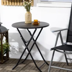 Gartentisch, Runder Klapptisch, Ø60 cm Beistelltisch für 2 Personen