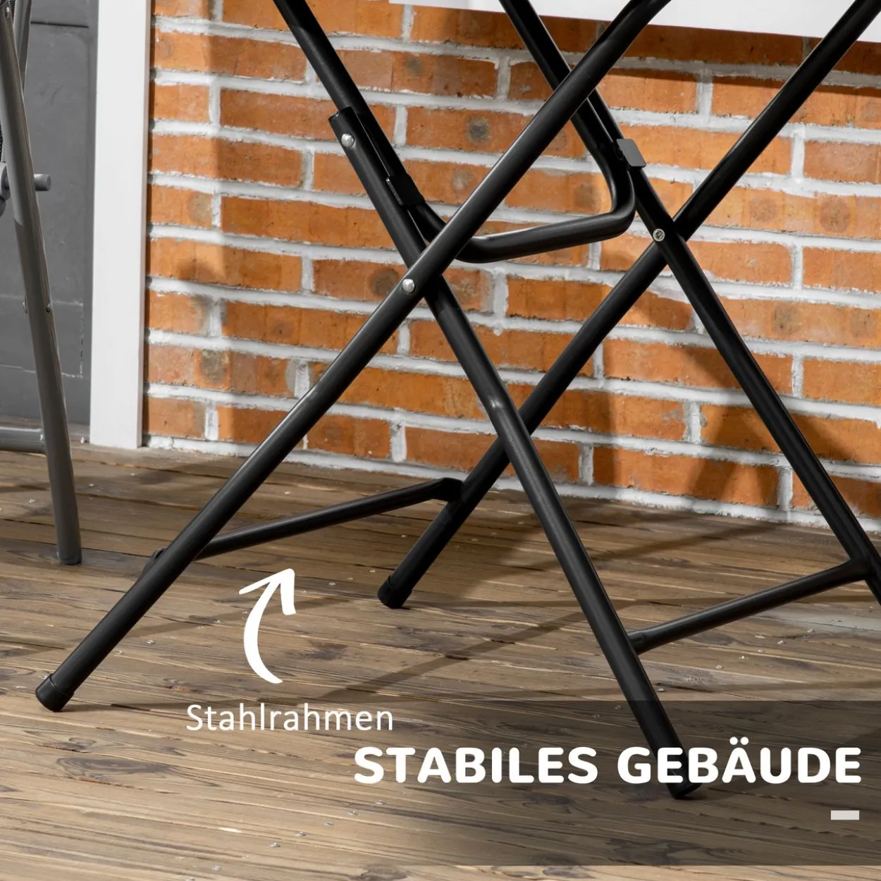 Gartentisch, Runder Klapptisch, Ø80 cm Beistelltisch