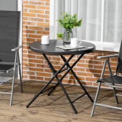 Gartentisch, Runder Klapptisch, Ø80 cm Beistelltisch