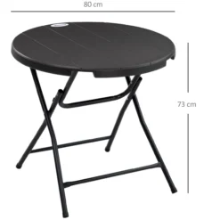 Gartentisch, Runder Klapptisch, Ø80 cm Beistelltisch