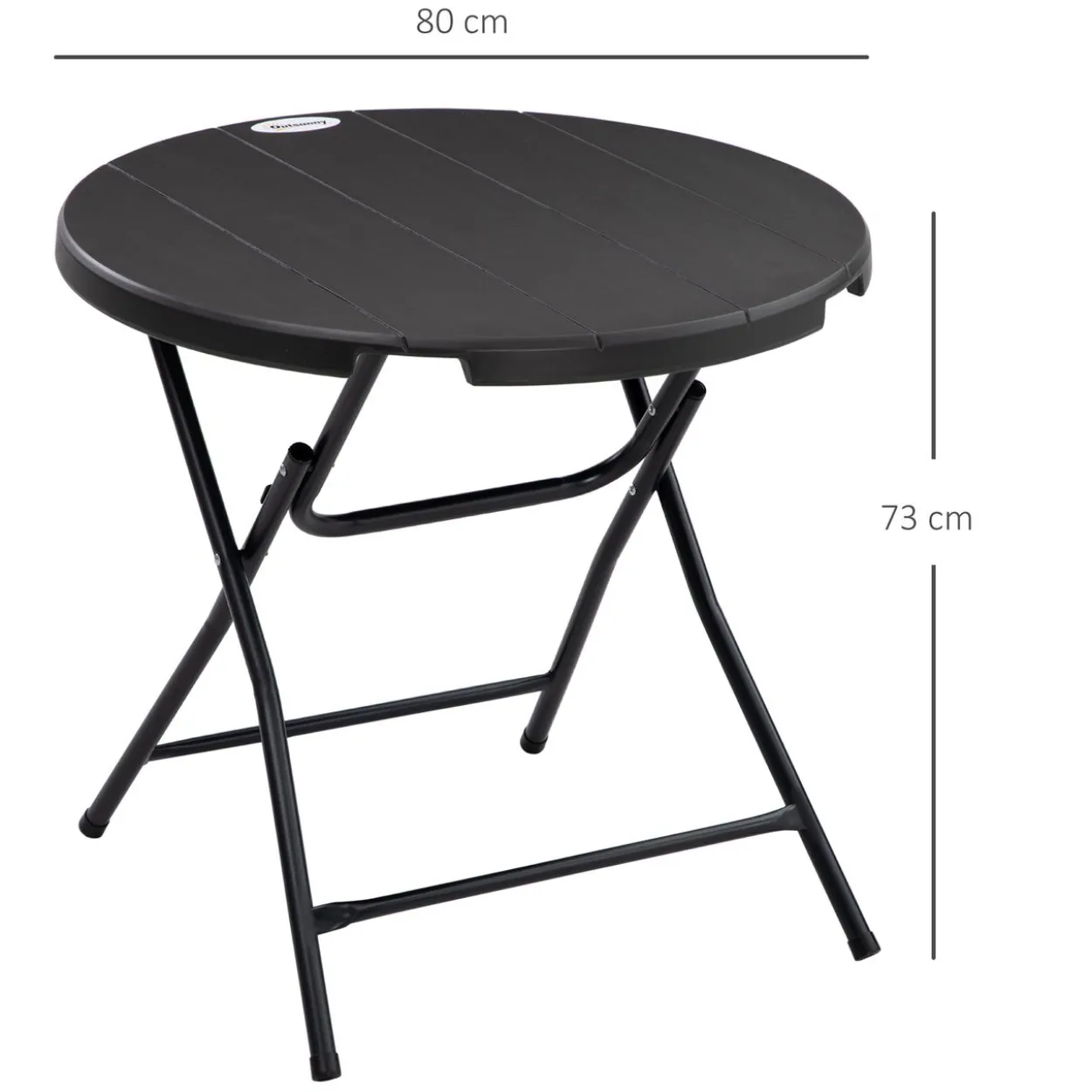 Gartentisch, Runder Klapptisch, Ø80 cm Beistelltisch