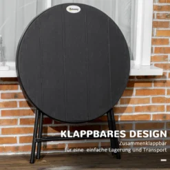 Gartentisch, Runder Klapptisch, Ø80 cm Beistelltisch