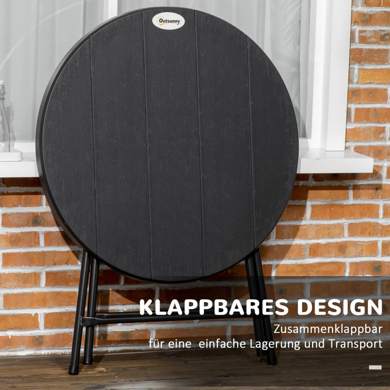 Gartentisch, Runder Klapptisch, Ø80 cm Beistelltisch