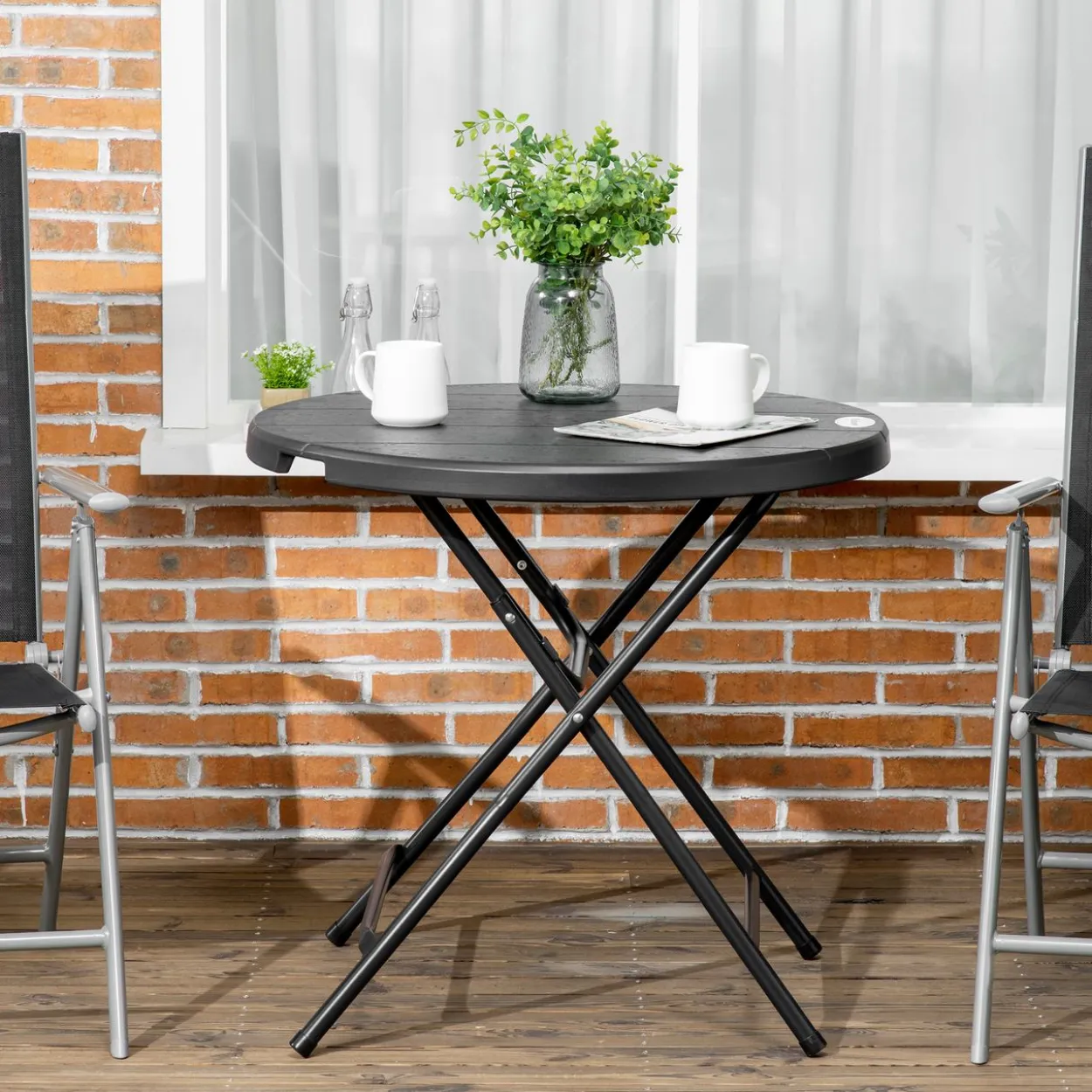 Gartentisch, Runder Klapptisch, Ø80 cm Beistelltisch