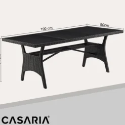 Gartentisch Takeo Polyrattan WPC Tischplatte 190x90x74cm schwarz